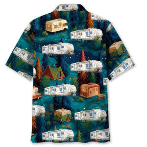 Night Forest Fiffth-Wheel Trailer Hawaiian Shirt