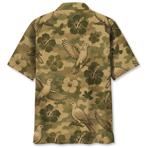 Wild Dove Hibiscus Camouflage Hawaiian Shirt