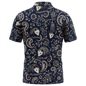 Midnight Opossum Paisley Men Polo Shirt
