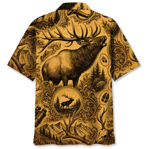 Elk Hunting Legend Vintage Art Hawaiian Shirt