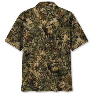 Elk Hunting Hex Camo Hawaiian Shirt