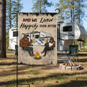 Custom Name Bigfoot And We Lived Happily Ever After Flag Decor