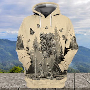 Skeleton Wanderer Vintage Hiking All Over Print Shirt