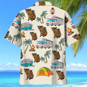 Capybara Camping Hawaiian Shirt