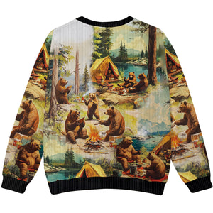 Bear Camping Ugly Sweater