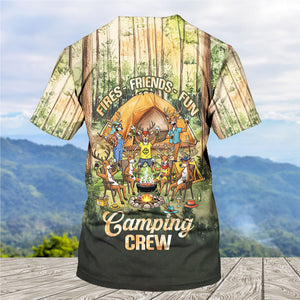 Friends, Fires, Fun Camping Crew Deer All Over Print Shirt