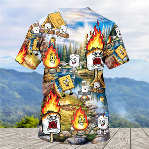 Vintage Camping Burnt Mashmallow All Over Print Shirt