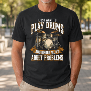 Vintage I Just Want To Play Drums - 4-TS2D-Black