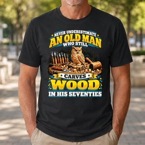 Yellow An Old Man Still Carves Wood In His Seventies - 4-TS2D-Black