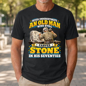 Yellow An Old Man Still Carves Stone In His Seventies - 4-TS2D-Black