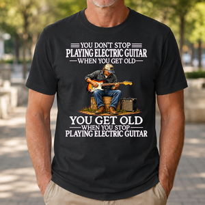 Old Man Don't Stop Playing Electric Guitar - 4-TS2D-Black