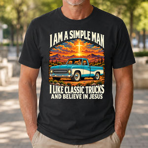 I Like Classic Trucks & Believe In Jesus - 4-TS2D-Black