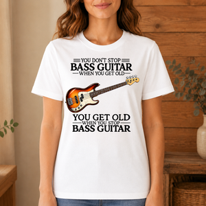 Don't Stop Playing Bass Guitar Vintage Art - 4-TS2D-White