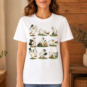 Funny Ducks Playing Pickleball - 4-TS2D-White
