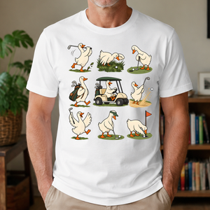 Funny Ducks Playing Golf - 4-TS2D-White_7-TS2D-White