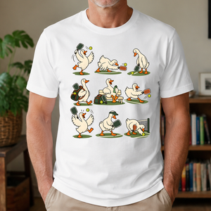 Funny Ducks Playing Pickleball - 4-TS2D-White_7-TS2D-White