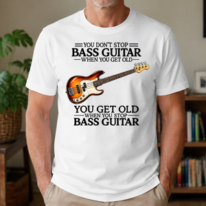 Don't Stop Playing Bass Guitar Vintage Art - 4-TS2D-White_7-TS2D-White