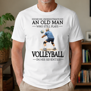 An Old Man Who Still Plays Volleyball In His Seventies - 4-TS2D-White
