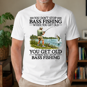 Don't Stop Bass Fishing Vintage - 4-TS2D-White