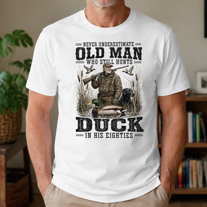 Old Man Hunting Duck In His Eighties - 4-TS2D-White
