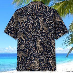 Midnight Coyote Paisley Hawaiian Shirt