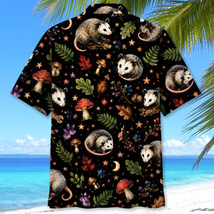 Opossum Retro Black Hawaiian Shirt