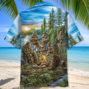 Camping In The Wild Vintage Art Hawaiian Shirt