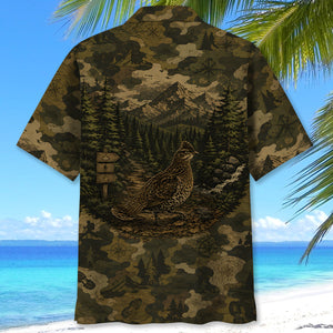 Grouse Camouflage Dark Hawaiian Shirt