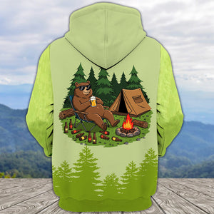 Funny Bear Drinking Camping All Over Print Shirt