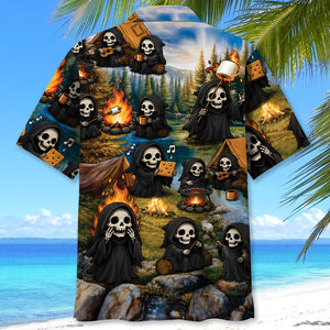 Vintage Grim Reaper Camping Hawaiian Shirt
