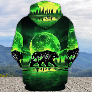 Bear Green Moonlit Art All Over Print Shirt
