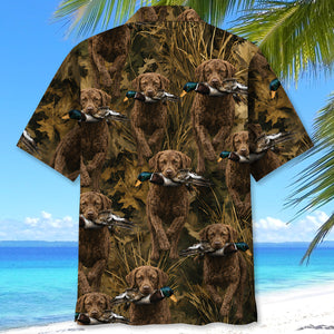 Camouflage Chesapeake Bay Retriever Running With Mallard Duck Hawaiian Shirt