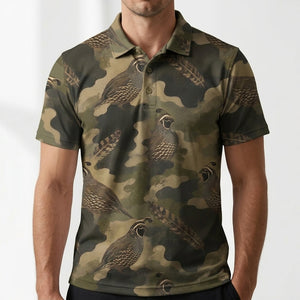 Quail Camouflage Graphic Pattern Men Polo Shirt