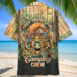 Friends, Fires, Fun Camping Crew Deer Hawaiian Shirt