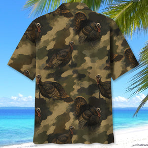 Wild Turkey Camouflage Graphic Pattern Hawaiian Shirt