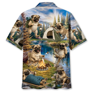 Pug Dog Funny Camping Hawaiian Shirt