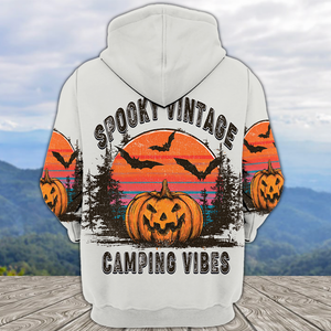 Retro Spooky Vintage Camping Vibes Halloween All Over Print Shirt