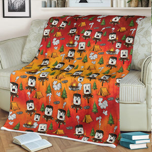 Burnt Marshmallow Camping Fleece Blanket Collection