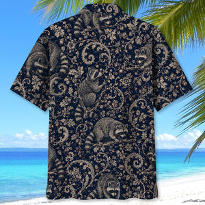 Midnight Raccoon Paisley Hawaiian Shirt