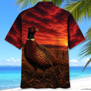 Pheasant Hunting Burnt Sky Hawaiian Shirt