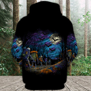 Skeleton Trekking Adventure Night Halloween All Over Print Shirt