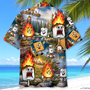 Vintage Camping Marshmallow Hawaiian Shirt
