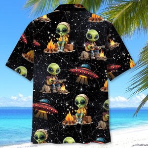 Cosmic Alien UFO Camping Hawaiian Shirt