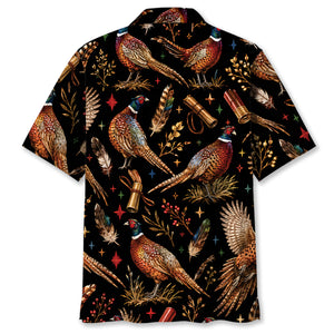 Pheasant Hunting Retro Black Hawaiian Shirt