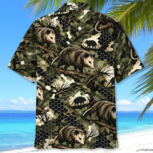 Tactical Hexagonal Opossum Camo Hawaiian Shirt