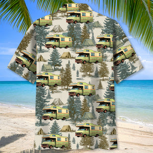 Vintage RV Motorhome Camping Hawaiian Shirt