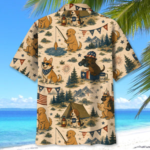 Cute Dog Camping Outdoor Hawaiian Shirt