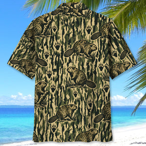 Beaver Stripe Camouflage Hawaiian Shirt