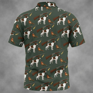 Vintage Hunting Dog & Pheasant Pattern Men Polo Shirt