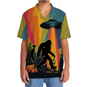 Bigfoot Alien Camping Night Vintage Hawaiian Shirt